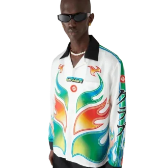 Flame Laurel zijden twill overhemd met lange mouwen