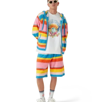 Fluffy gestreepte oversized Shorts