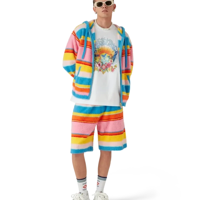 Fluffy gestreepte oversized Shorts