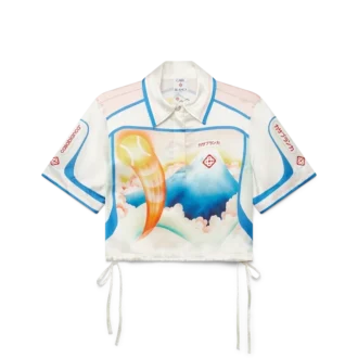 Fuji Dream kort mouwloos zijden cropped shirt met shorts