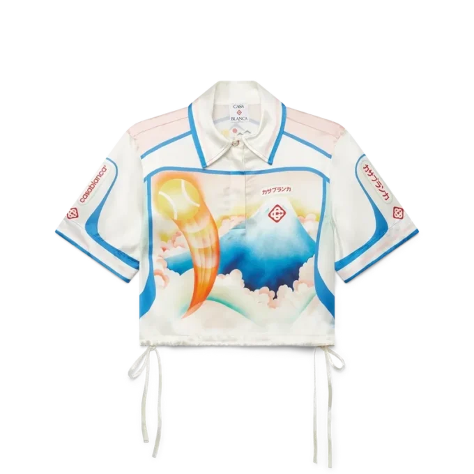 Fuji Dream kort mouwloos zijden cropped shirt met shorts