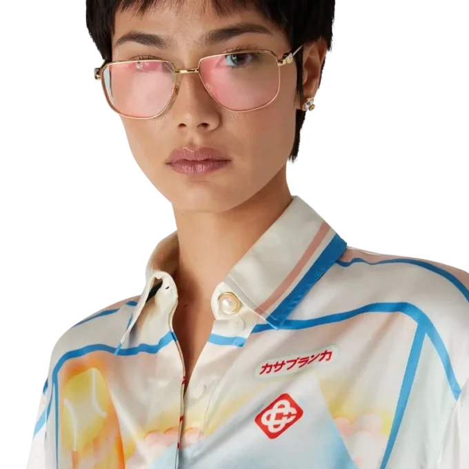 Fuji Dream kort mouwloos zijden cropped shirt met shorts