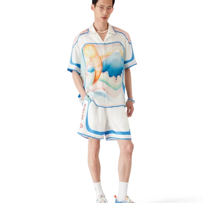 Fuji Dream zijden overhemd met korte mouwen