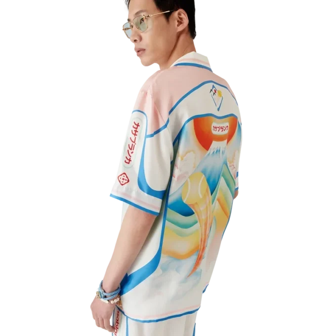 Fuji Dream zijden overhemd met korte mouwen