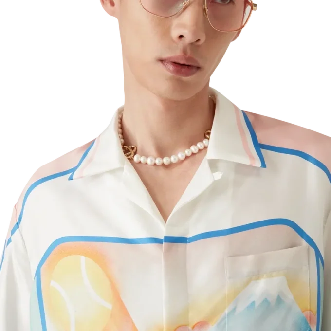 Fuji Dream zijden overhemd met korte mouwen