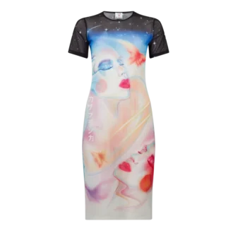 Galactic Connection mesh-jurk met korte mouwen