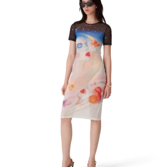 Galactic Connection mesh-jurk met korte mouwen