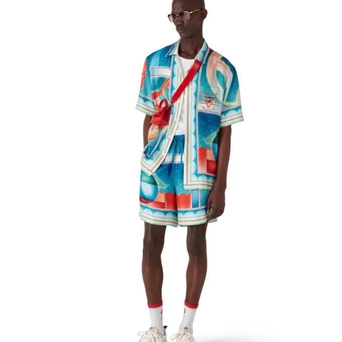 Galaxy Court zijden overhemd met korte mouwen