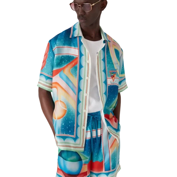 Galaxy Court zijden overhemd met korte mouwen