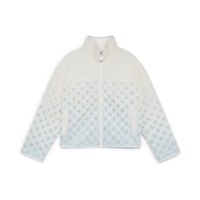 Geborduurd fleece jack met monogram in kleurverloop