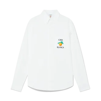 Geborduurd oranje Oxford-overhemd