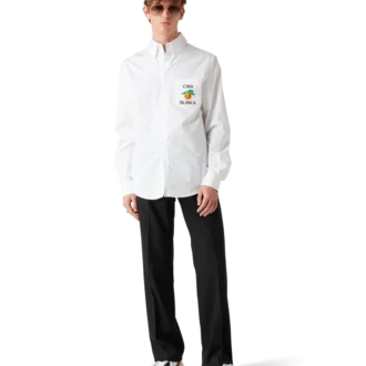 Geborduurd oranje Oxford-overhemd