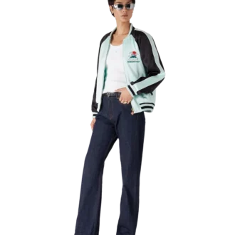 Geborduurd satijnen bomberjack