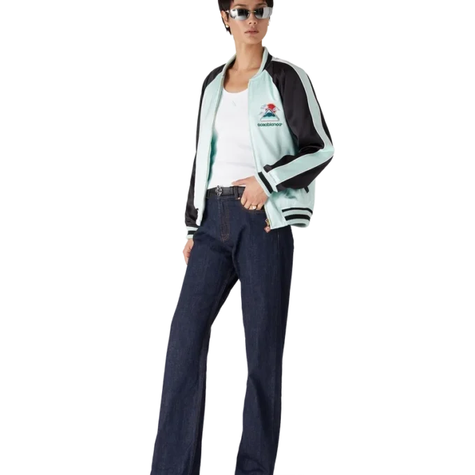 Geborduurd satijnen bomberjack