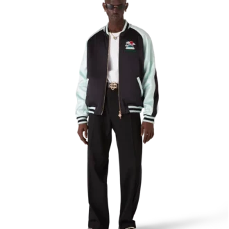 Geborduurd satijnen bomberjack