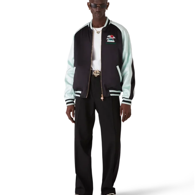 Geborduurd satijnen bomberjack Geborduurd satijnen bomberjack