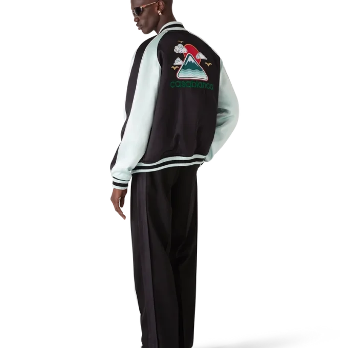 Geborduurd satijnen bomberjack Geborduurd satijnen bomberjack