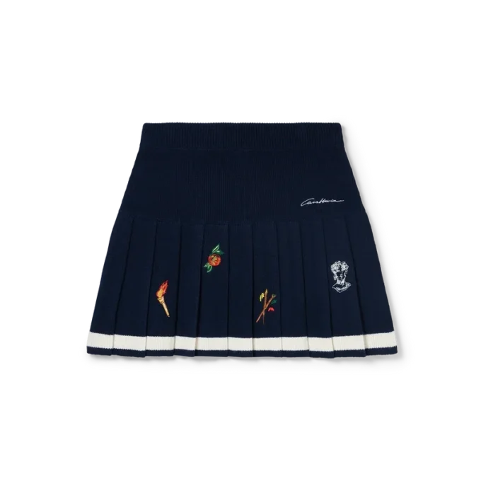 Geborduurde motief wollen kasjmier plooirok