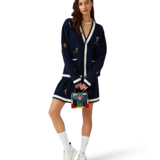 Geborduurde motief wollen kasjmier plooirok