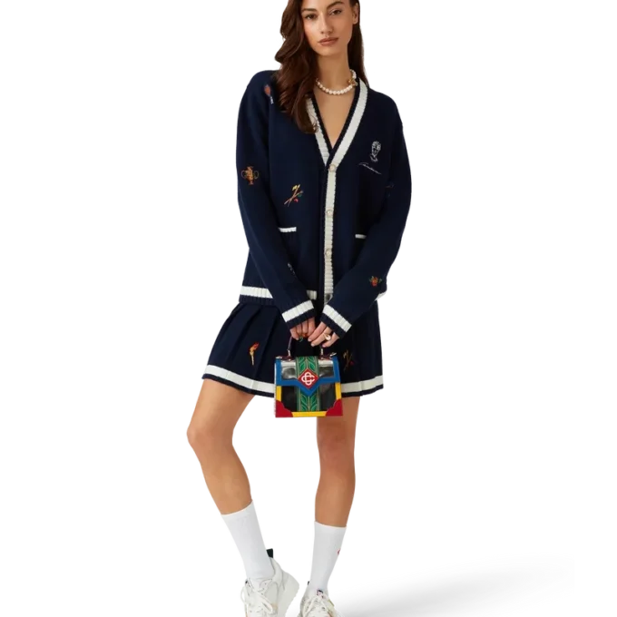 Geborduurde motief wollen kasjmier plooirok