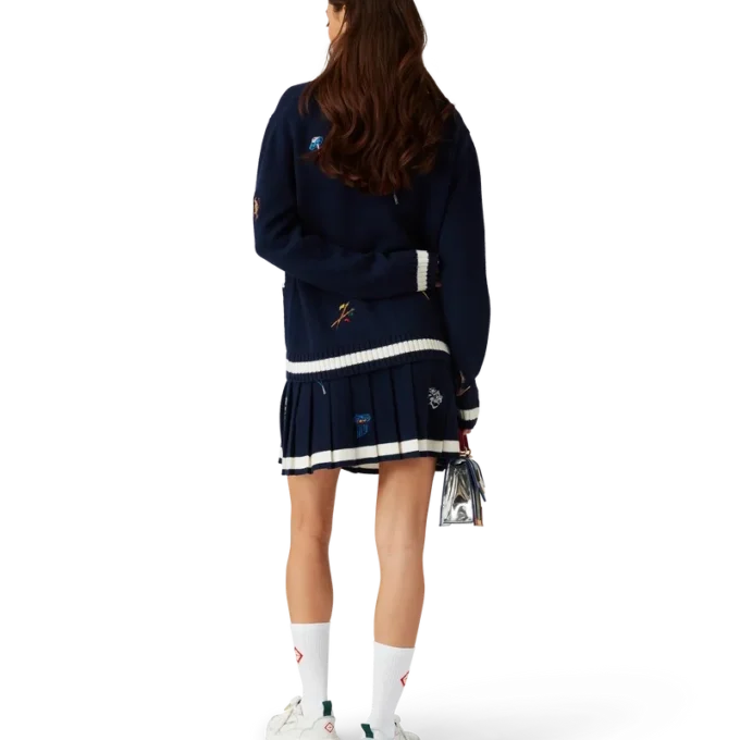 Geborduurde motief wollen kasjmier plooirok