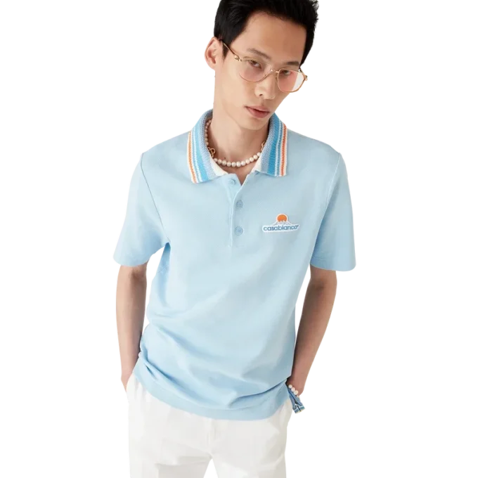 Gebreid piqué shortshirt met korte mouwen