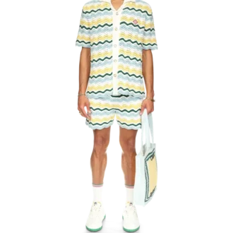 Gegolfde bouclé-Shorts