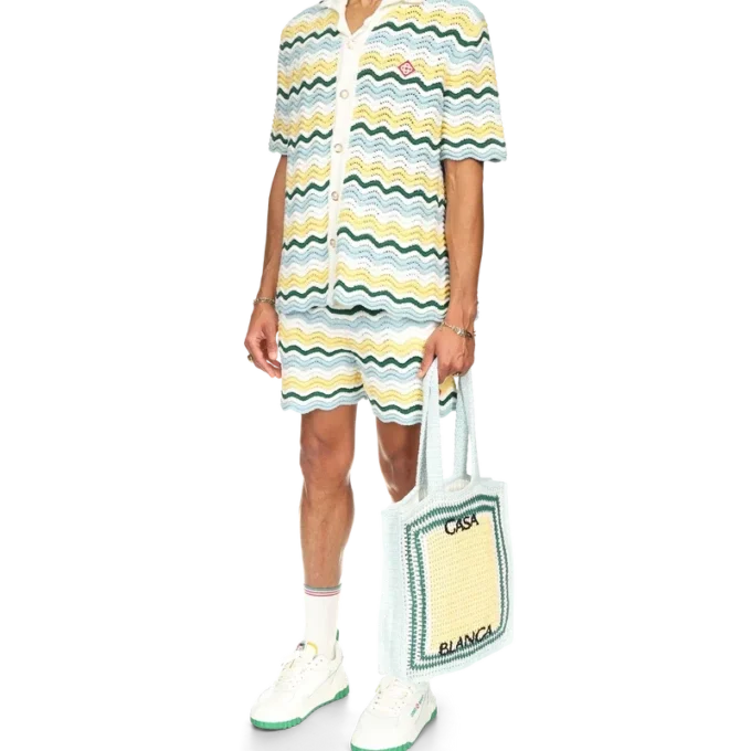 Gegolfde bouclé-Shorts