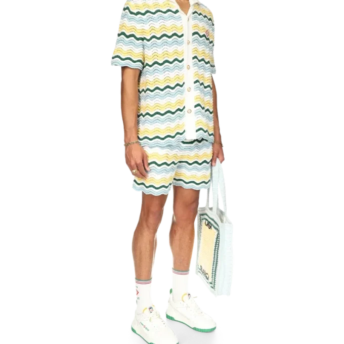 Gegolfde bouclé-Shorts