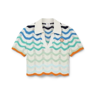 Gehaakte top met golfpatroon in kleurverloop