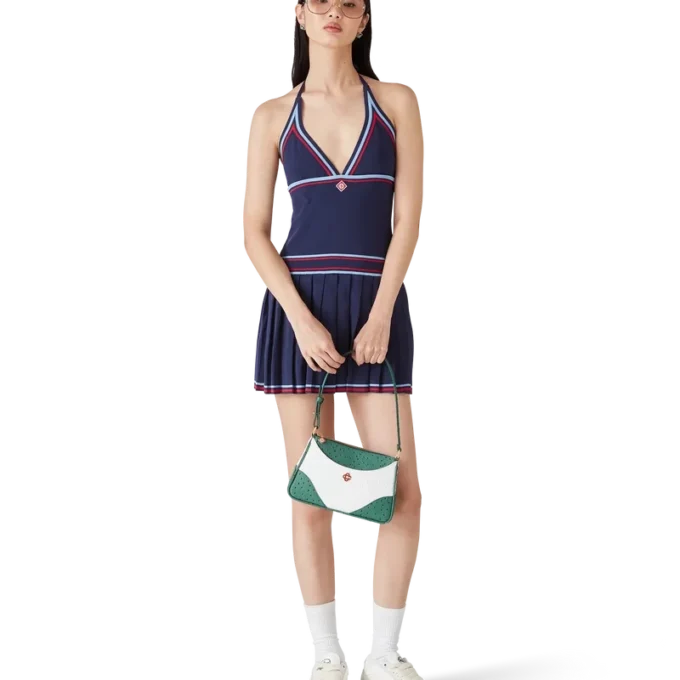 Geplooide halterjurk