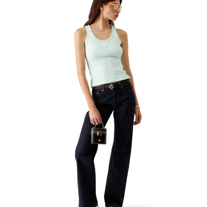 Geribbelde jersey tanktop Geribbelde jersey tanktop