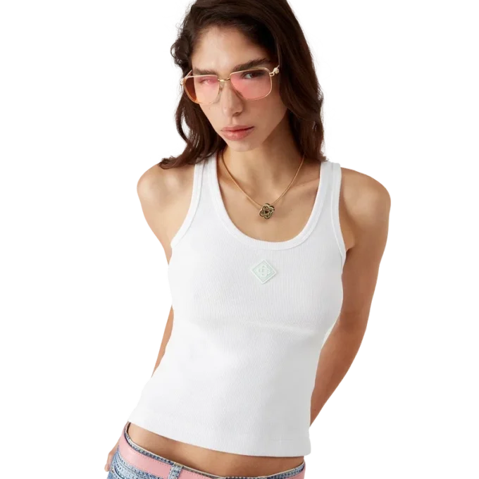 Geribbelde jersey tanktop Geribbelde jersey tanktop