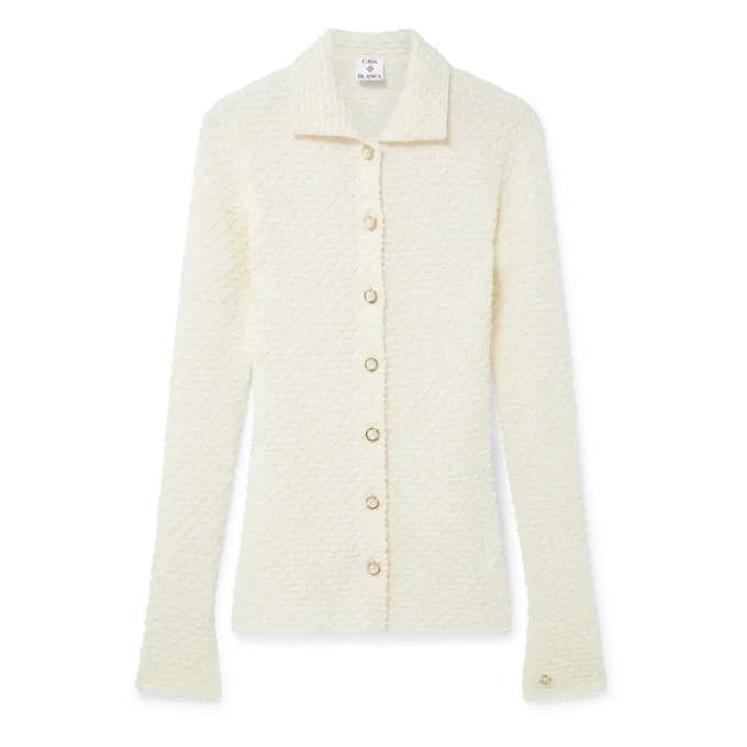 Gesteeld gebreid overhemd