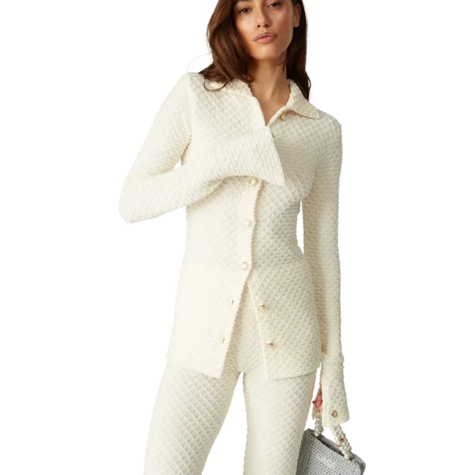 Gesteeld gebreid overhemd