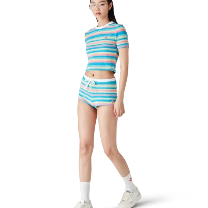 Gestreepte badstof minishort