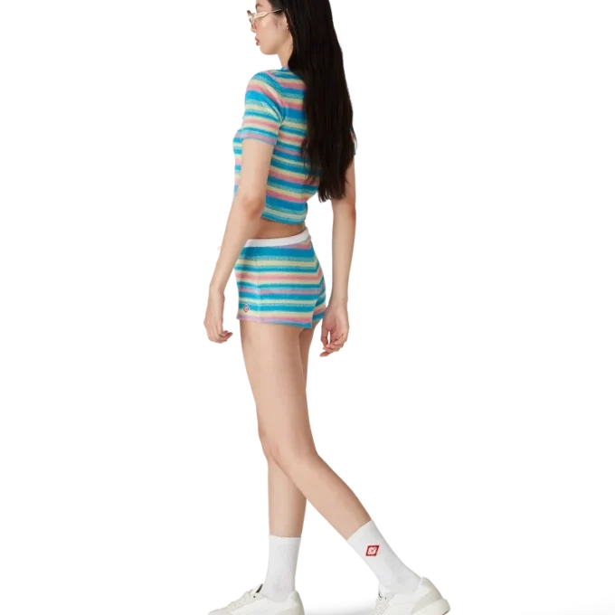 Gestreepte badstof minishort