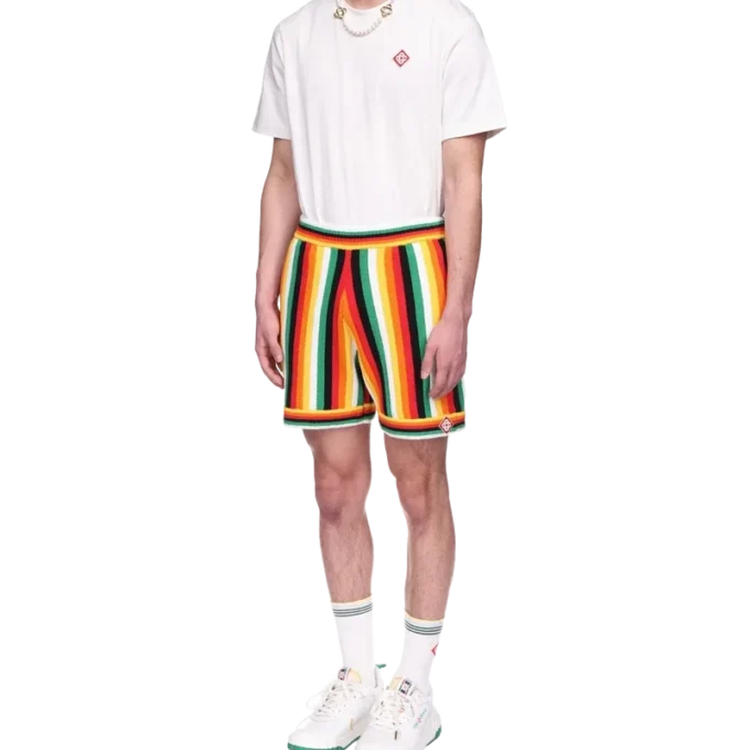 Gestreepte badstofshort Gestreepte badstofshort