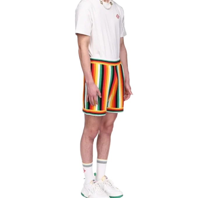 Gestreepte badstofshort Gestreepte badstofshort