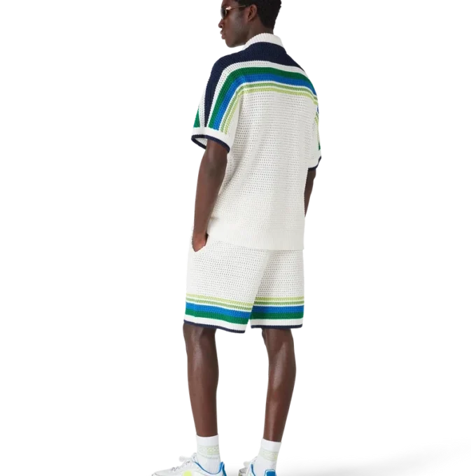 Gestreepte gebreide overhemd met korte mouwen