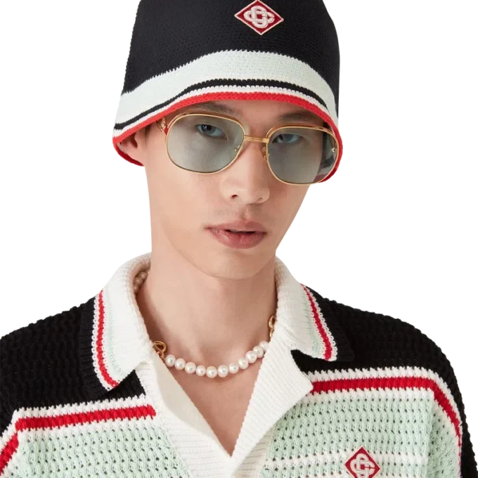 Gestreepte gehaakte muts