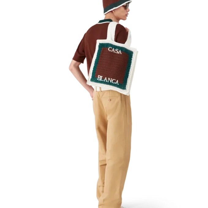 Gestreepte gehaakte tas