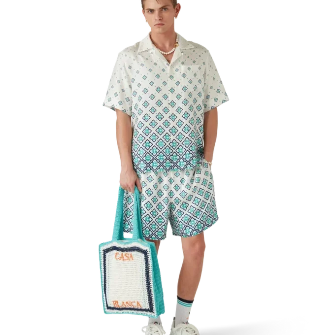 Gestreepte gehaakte tas