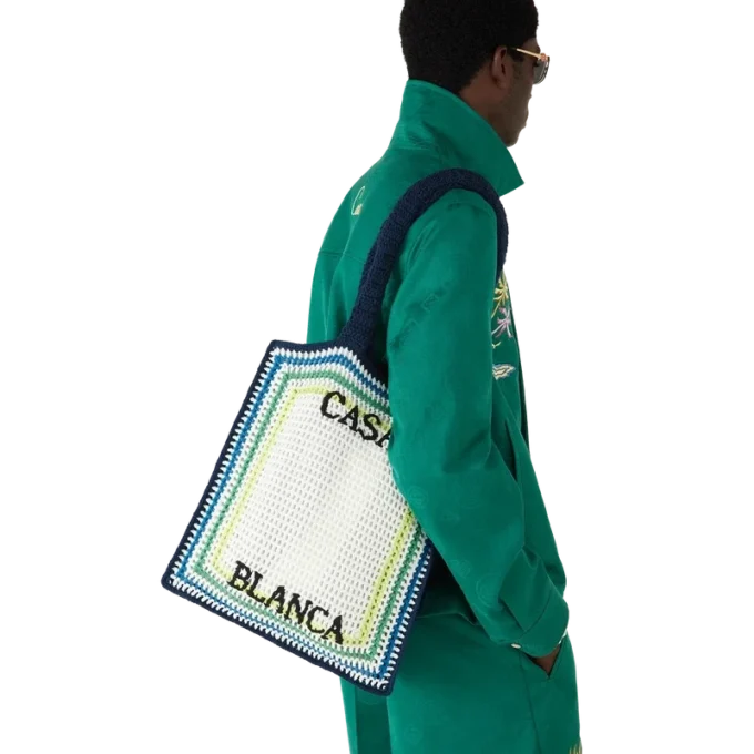 Gestreepte gehaakte tas