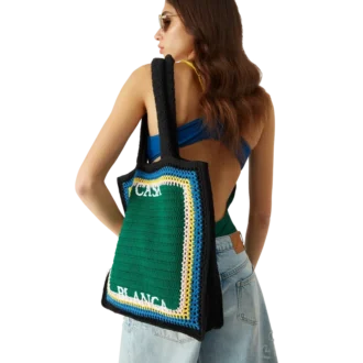 Gestreepte gehaakte tas