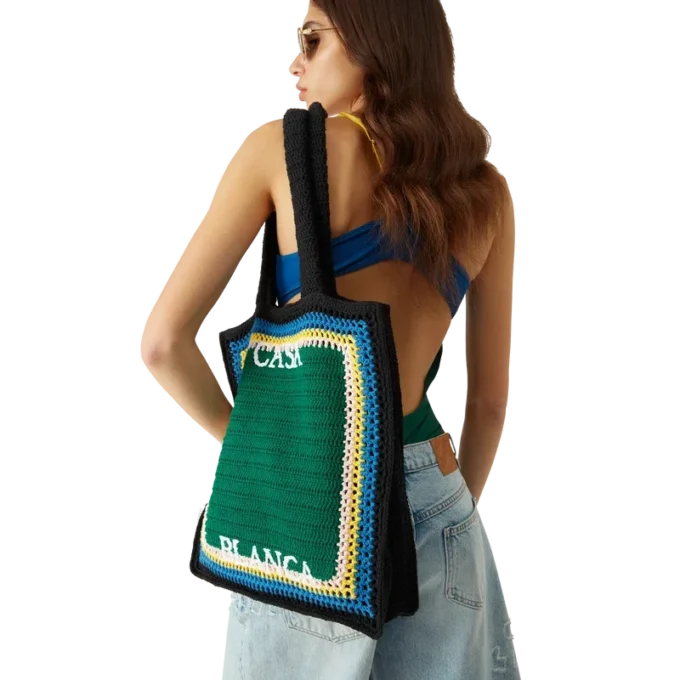 Gestreepte gehaakte tas