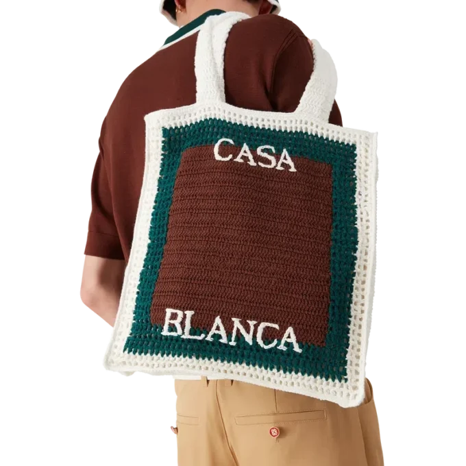 Gestreepte gehaakte tas