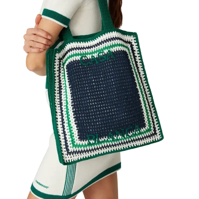 Gestreepte gehaakte tas