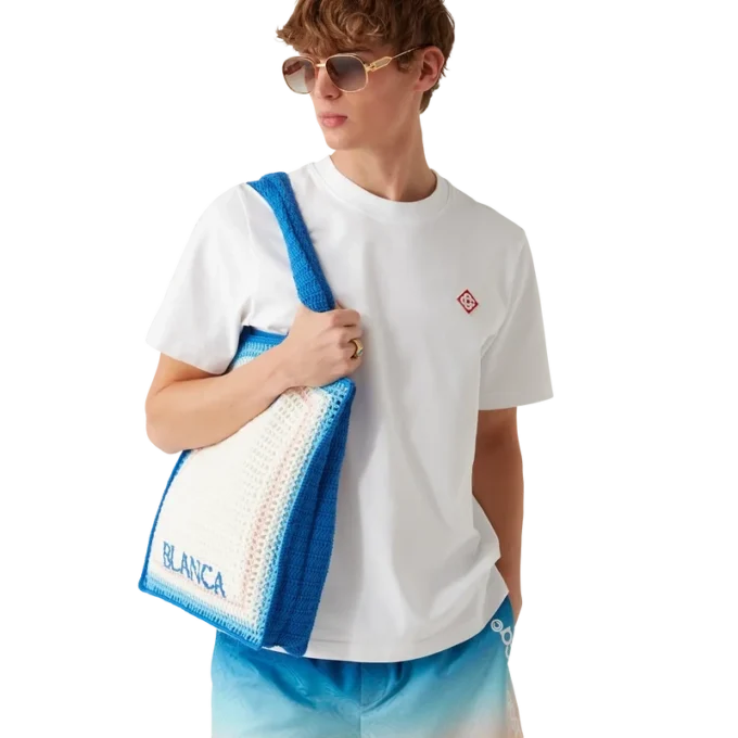 Gestreepte gehaakte tas