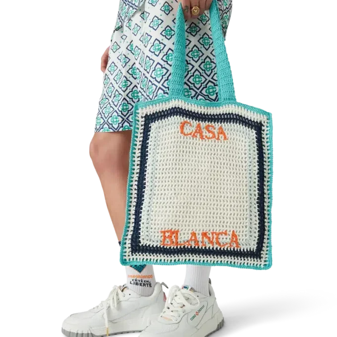 Gestreepte gehaakte tas